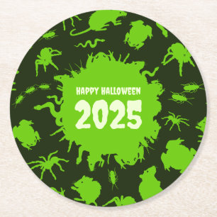 Fügen Sie das Jahr glücklich Halloween grüne graue Runder Pappuntersetzer