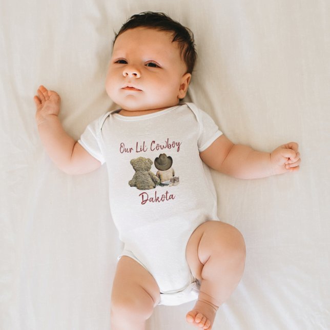 Fügen Sie dem Cowboy und dem Teddy-Bären den Namen Baby Strampler (Von Creator hochgeladen)