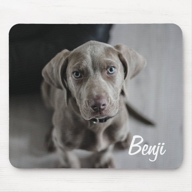 Fügen Sie dem Foto und Namen Ihres Hundes hinzu Mousepad (Vorne)