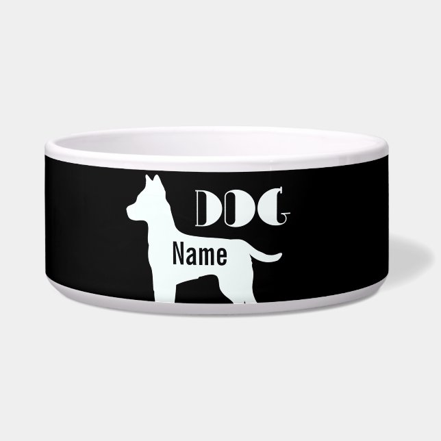 Fügen Sie dem Hund den Namen Black Pet hinzu Napf (Vorderseite)