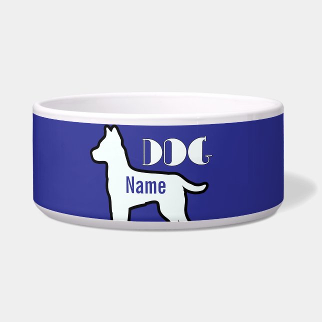 Fügen Sie dem Hund den Namen Blue Pet hinzu Napf (Vorderseite)