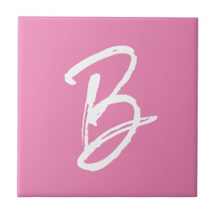 Fügen Sie den Buchstaben B, Monogramm, rosa Weiß h Fliese