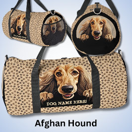 Fügen Sie den Namen des Hundes, Ihren Namen, den a Duffle Bag
