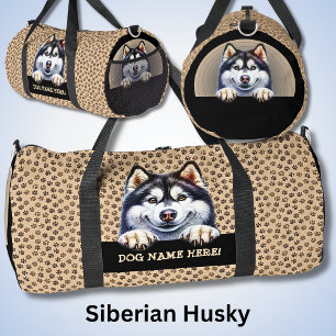 Fügen Sie den Namen Ihres Hundes hinzu, Sibirier H Duffle Bag