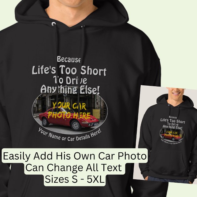 Fügen Sie den Namen, sein Auto-Foto, Text, das Leb Hoodie (Von Creator hochgeladen)