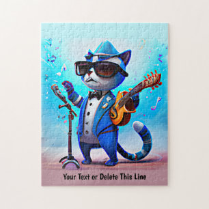 Fügen Sie den Namen Text Blue Cat Singer Music Sun