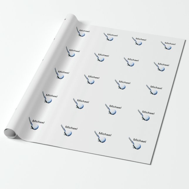 Fügen Sie den Namen "Text Golf Club Sportausrüstun Geschenkpapier (Ungerollt)