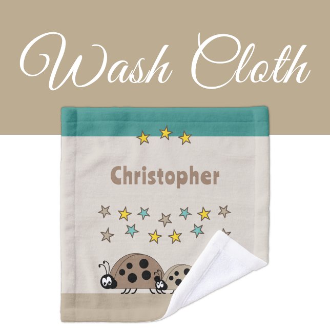 Fügen Sie den Sternen ladybugs braune türkisfarben Waschlappen (Von Creator hochgeladen)