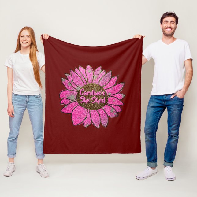 Fügen Sie den Text, den sie mit rosa Sonnenblumen  Fleecedecke (Beispiel)