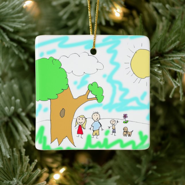 Fügen Sie diesem Artikel das Kunstwerk Ihres Kinde Keramikornament (Baum)