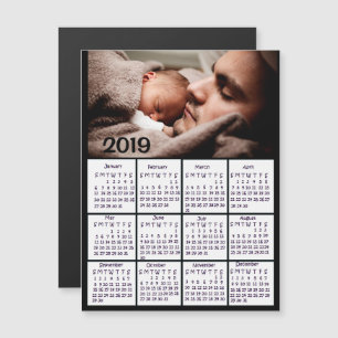 Fügen Sie diesem Schwarzen 2019-Kalender ein Foto  Magneteinladung