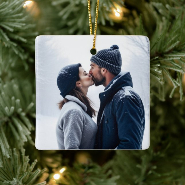 Fügen Sie diesem Weihnachtsfest Ihr Foto hinzu Keramikornament (Baum)