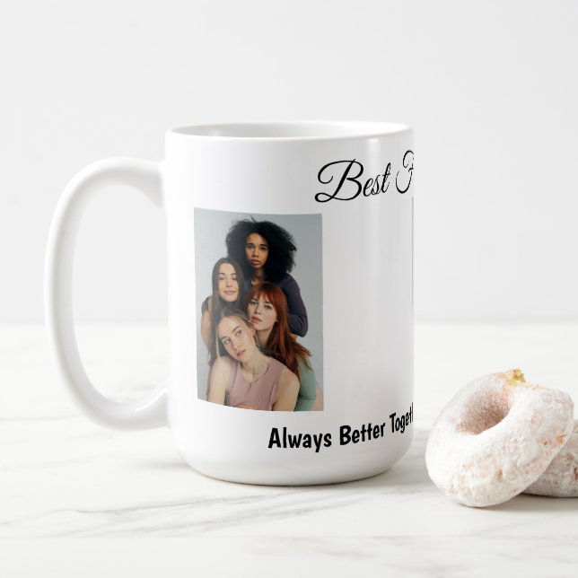 Fügen Sie eigenes Textskript 3 Foto-Collage beste  Kaffeetasse (Mit Donut)