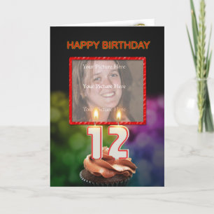 Fügen Sie ein Bild, 12. Geburtstag mit Kuchen und Karte