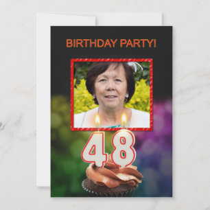 Fügen Sie ein Bild, 48. Geburtstagsparty Einladung