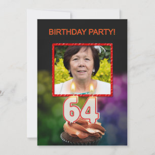 Fügen Sie ein Bild, 64. Geburtstagsparty Einladung