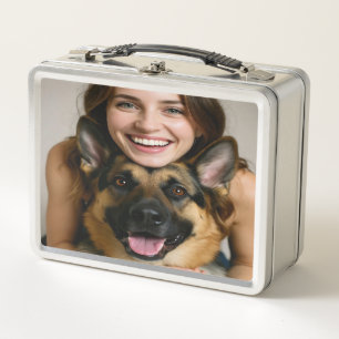 Fügen Sie ein Foto eines deutschen Schäferhundes h Metall Brotdose