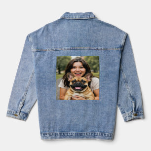 Fügen Sie ein Foto eines Französischen Bulldoggen  Jeansjacke