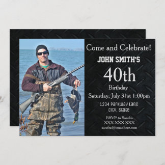 Fügen Sie eine Jagd oder Hobby Foto Männer Birthda Einladung