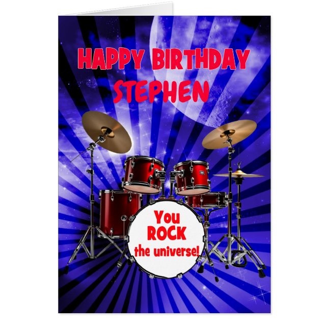 Fügen Sie einen Namen Birthday You Rock Drums (Vorne)