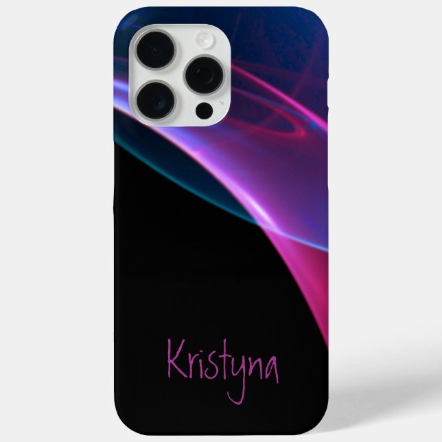 Fügen Sie einen Namen Black Wispy Magent Blue Abst Case-Mate iPhone Hülle (Rückseite)