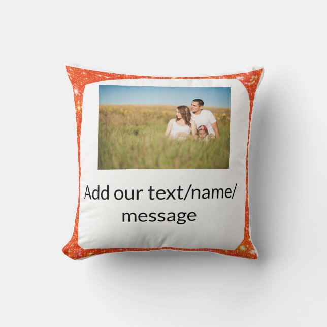 Fügen Sie einfach Ihren Foto Text Glitzer Funkeln  Kissen (Vorderseite)