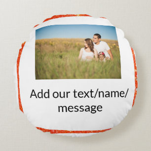 Fügen Sie einfach Ihren Foto Text Glitzer Funkeln Rundes Kissen