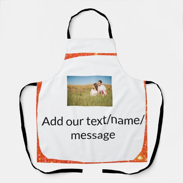 Fügen Sie einfach Ihren Foto Text Glitzer Funkeln  Schürze (Vorderseite)