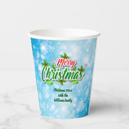 Fügen Sie Familienname Matching Merry Christmas Bl Pappbecher