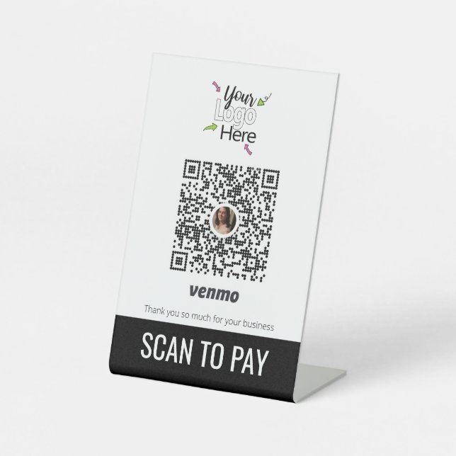 Fügen Sie hier Ihr Firmenlogo QR Code Venmo Pay hi Sockelschild (Vorderseite)