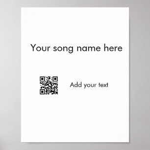 Fügen Sie hier Ihren Songnamen hinzu q r Code Text Poster