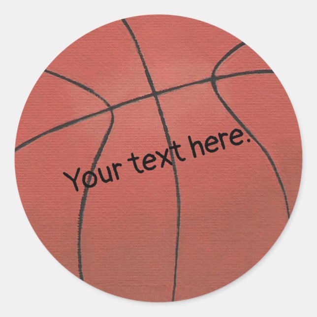 Fügen Sie hier Ihren Text Basketball-Sticker hinzu Runder Aufkleber (Vorderseite)