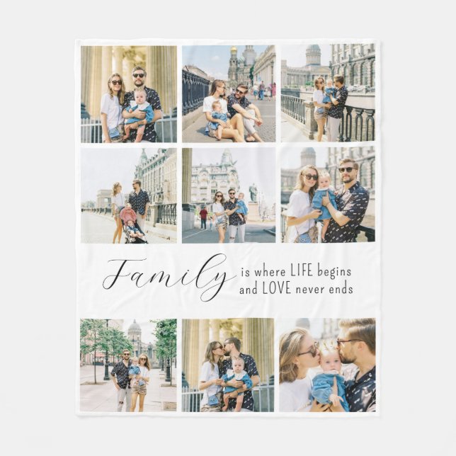 Fügen Sie Ihr 9-Familien-Foto Fleece Blanket hinzu (Vorderseite)