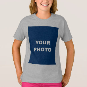 Fügen Sie Ihr Bild Foto Bild Logo Light Steel T-Shirt