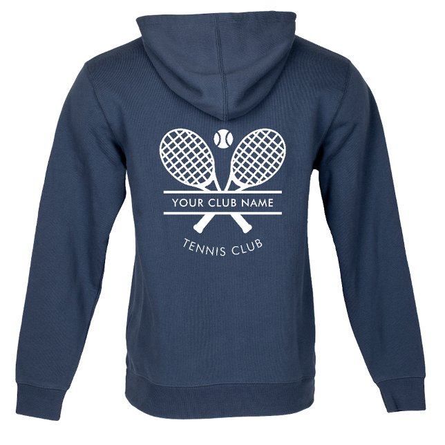 Fügen Sie Ihr Club Name Tennis Logo Navy Blue Cust Hoodie (Custom Lawn Tennis Club Name Team Navy Blue Hoodie)