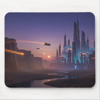 Fügen Sie Ihr Desi hinzu | Neon Cyberpunk Glasdoms Mousepad