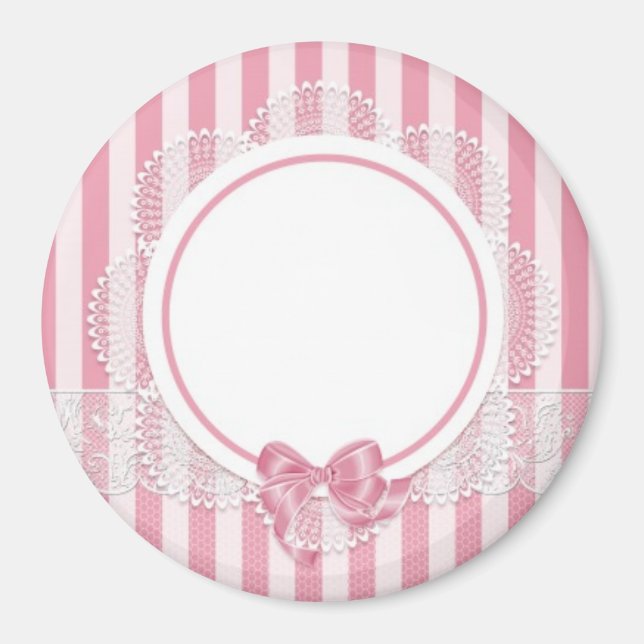 Fügen Sie Ihr eigenes Bild oder Text rosa Spitzen- Magnet (Vorne)