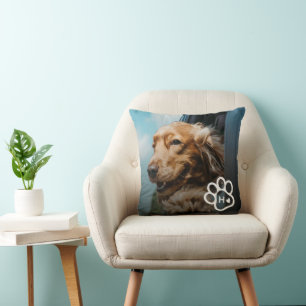 Fügen Sie Ihr eigenes Foto Hund Haustiere Monogram Kissen