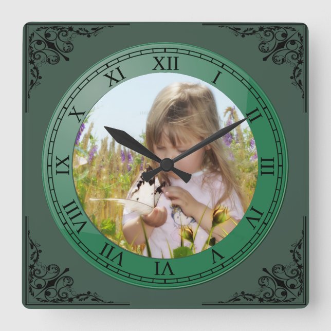 FÜGEN SIE IHR EIGENES FOTO ODER EINEN TEXT EIN. QUADRATISCHE WANDUHR (Vorderseite)