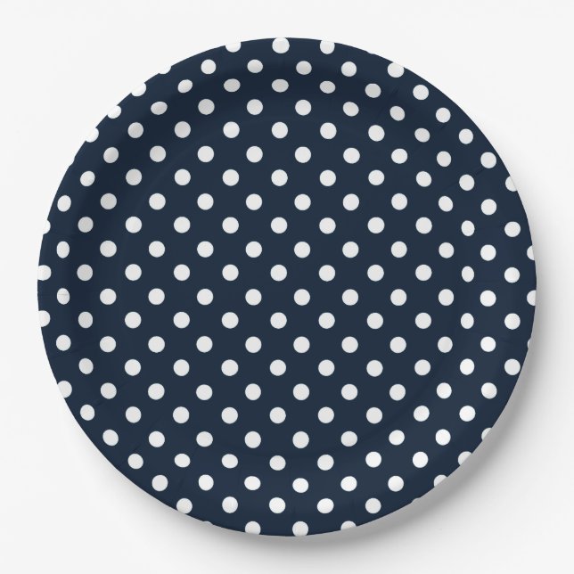 Fügen Sie Ihr eigenes Hintergrundfarbe Polka Dots  Pappteller (Vorderseite)