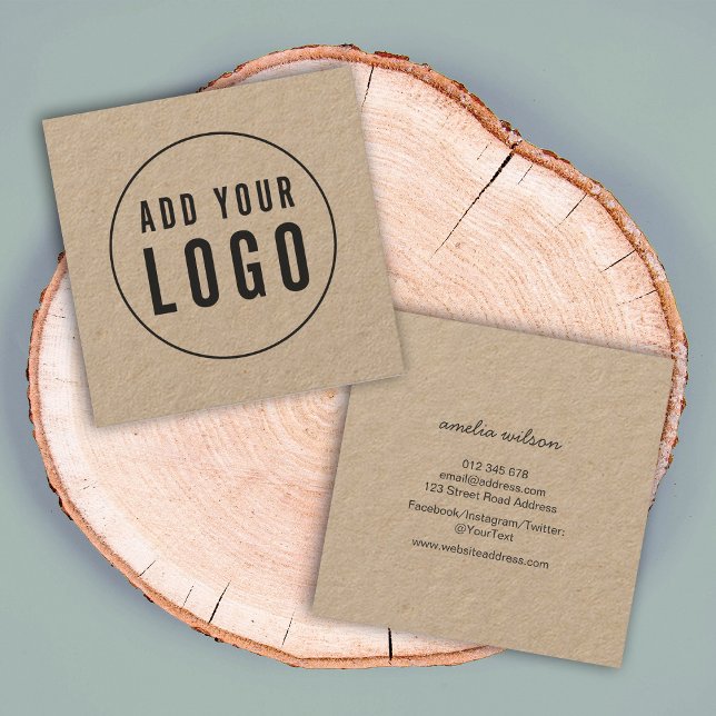 Fügen Sie Ihr eigenes Logo Rustic Kraft Social Med Quadratische Visitenkarte (Von Creator hochgeladen)