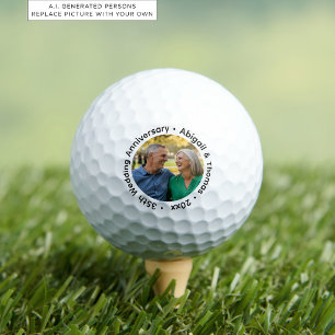 Fügen Sie Ihr eigenes Paar-Foto 35. Hochzeitstag h Golfball
