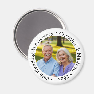 Fügen Sie Ihr eigenes Paar-Foto 60. Hochzeitstag h Magnet