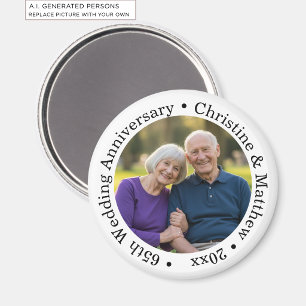 Fügen Sie Ihr eigenes Paar-Foto 65. Hochzeitstag h Magnet