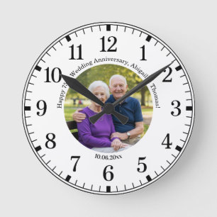 Fügen Sie Ihr eigenes Paar-Foto 75. Hochzeitstag h Runde Wanduhr