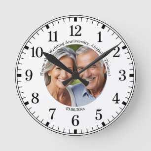 Fügen Sie Ihr eigenes Paar-Foto zum 45. Hochzeitst Runde Wanduhr