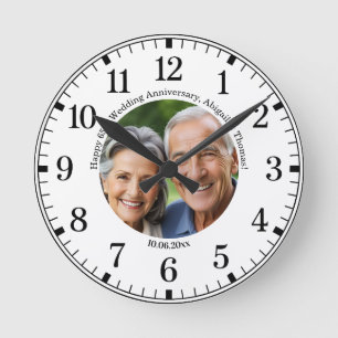 Fügen Sie Ihr eigenes Paar-Foto zum 65. Hochzeitsj Runde Wanduhr