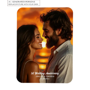 Fügen Sie Ihr eigenes Paar-Foto zum Hochzeitstag h Magnet