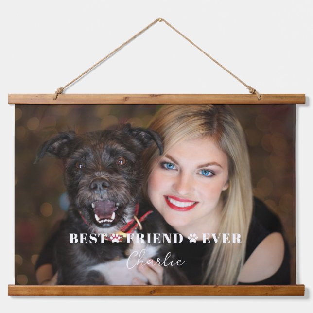 Fügen Sie Ihr eigenes Personalisiertes Dog-Foto un Wandteppich Mit Holzrahmen (Vorne)