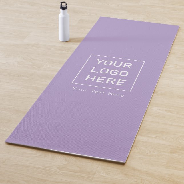 Fügen Sie Ihr Firmenlogo und lila Text hinzu Yogamatte (Beispiel)